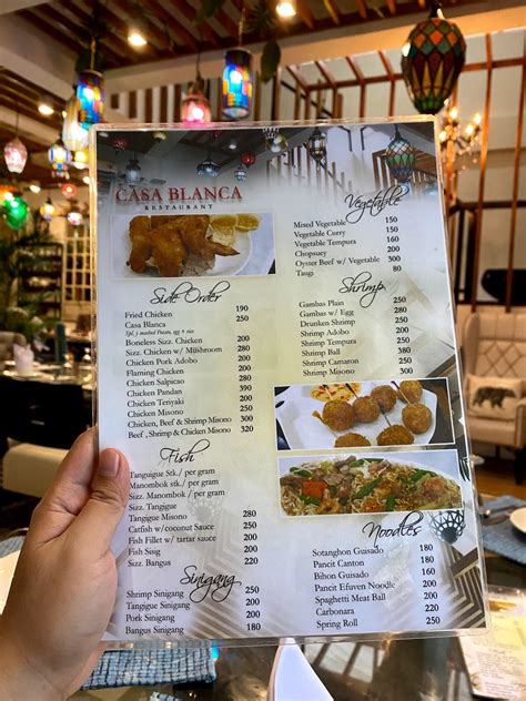 Menu at Casablanca Restaurant, Bacolod.